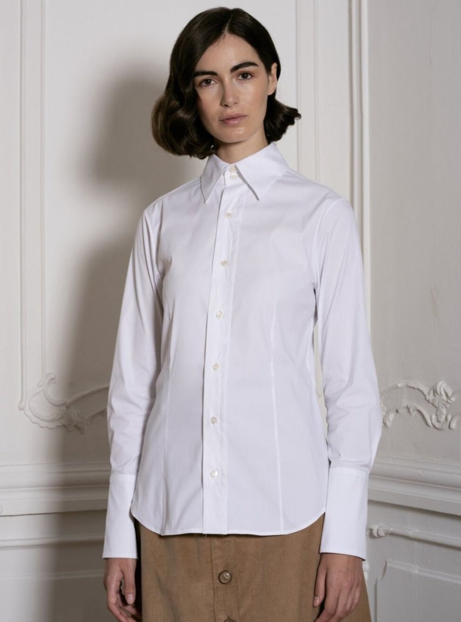 Women Evi Grintela | Fitted White Stretch Shirt