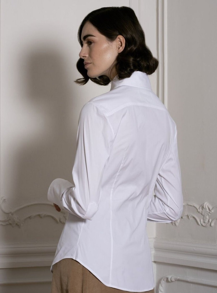 Women Evi Grintela | Fitted White Stretch Shirt