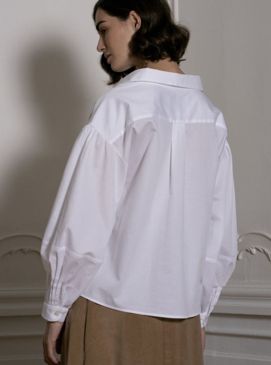 Women Evi Grintela | White Shirt With Pleated Detail