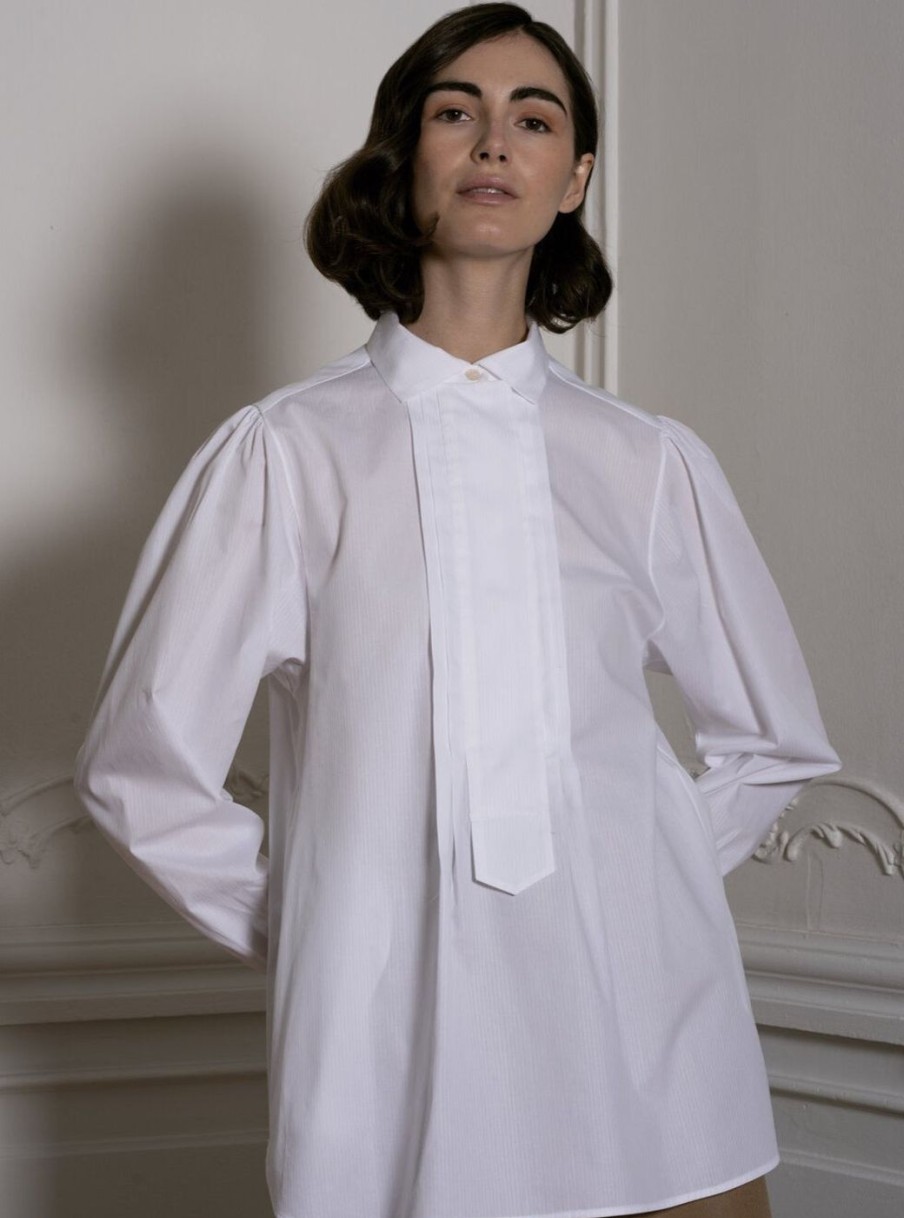 Women Evi Grintela | White Shirt With Pleated Front